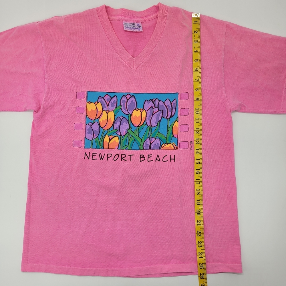 Fresh Produce Vintage Tee Pink Newport Beach Tulip Graphic 1995 V T-Shirt Medium - Picture 12 of 14